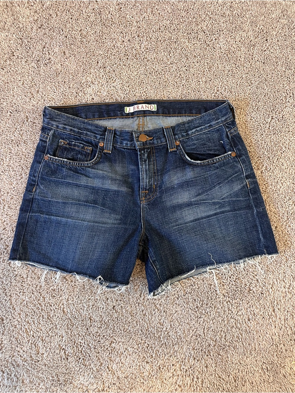 J Brand Scorpio Rolled Hem Cutoff Shorts Blue Waist 29